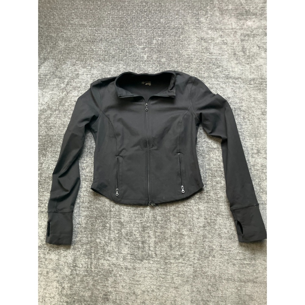 Offline By Aerie The Hugger Jacket Womens Small Black Cropped Double Zip Up